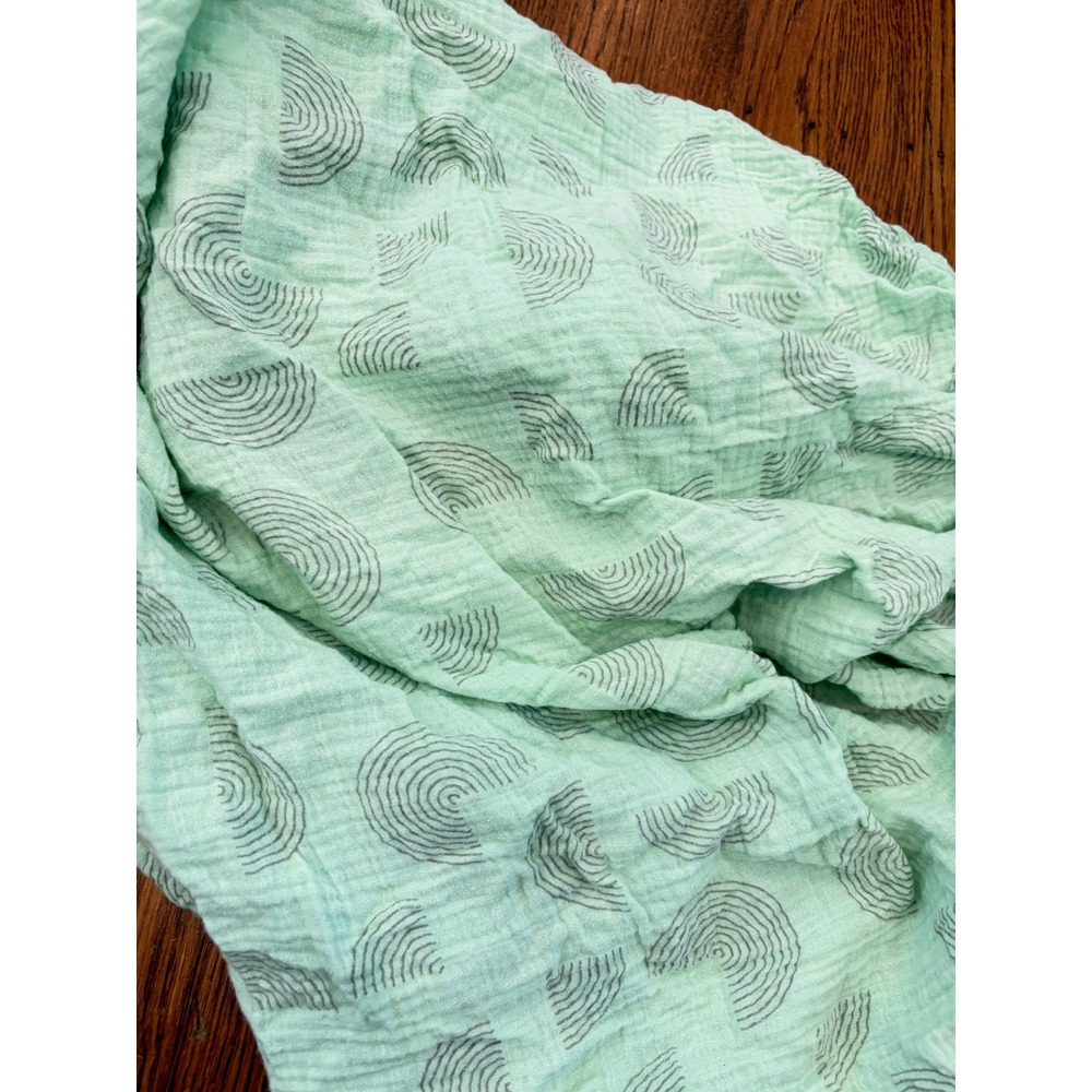 Crate & Kids Mint Green Organic Cotton Muslin Crib Sheet Rainbow Print 28x52x8